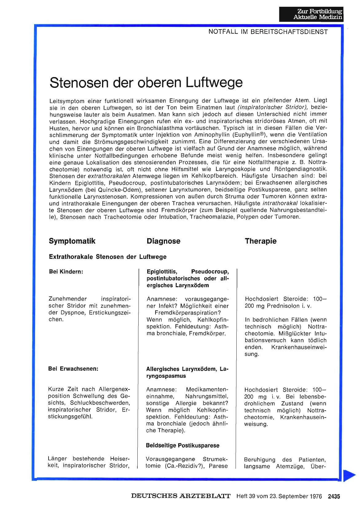 Vorschauseite 1: Stenosen der oberen Luftwege