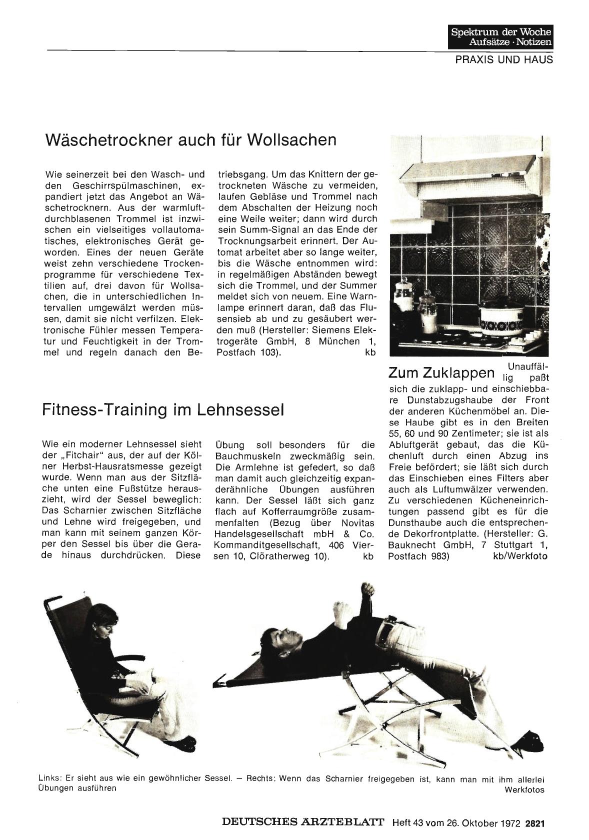 Vorschauseite 1: Wäschetrockner auch für Wollsachen / Fitness-Training im Lehnsessel / Zum Zuklappen
