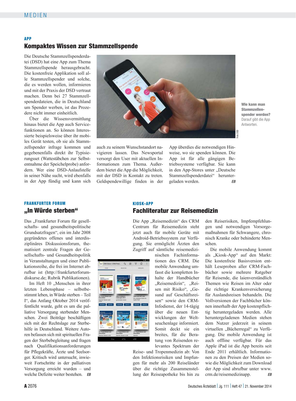 Vorschauseite 1: App: Kompaktes Wissen zur Stammzellspende
