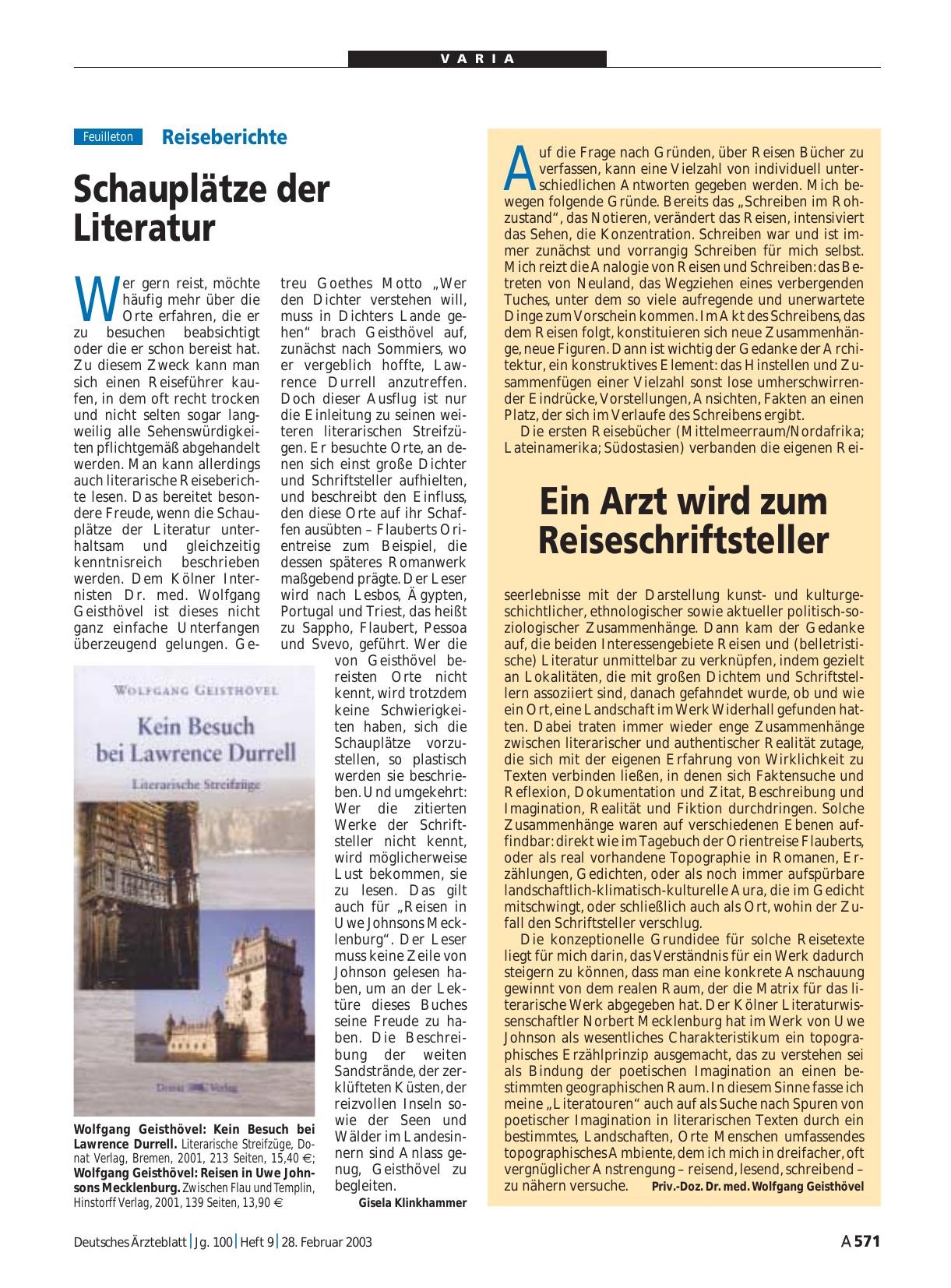 Vorschauseite 1: Ein Arzt wird zum Reiseschriftsteller