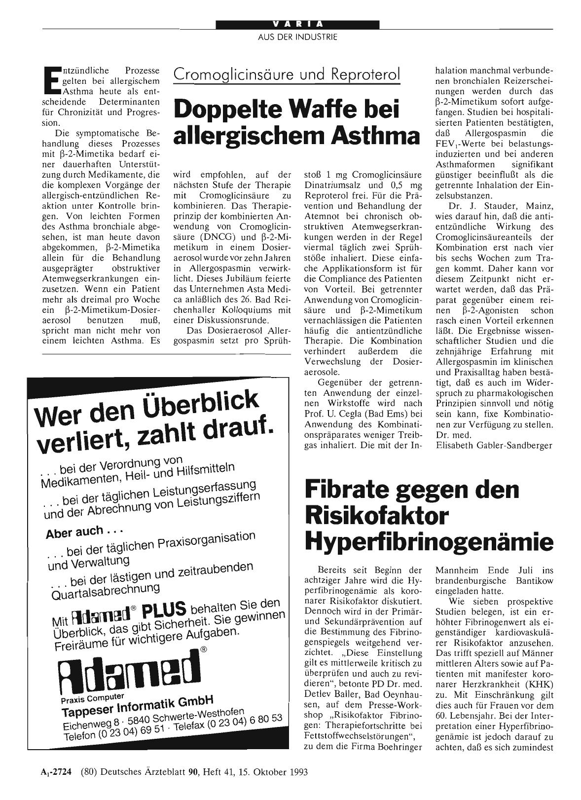 Vorschauseite 1: Fibrate gegen den Risikofaktor Hyperfibrinogenämie