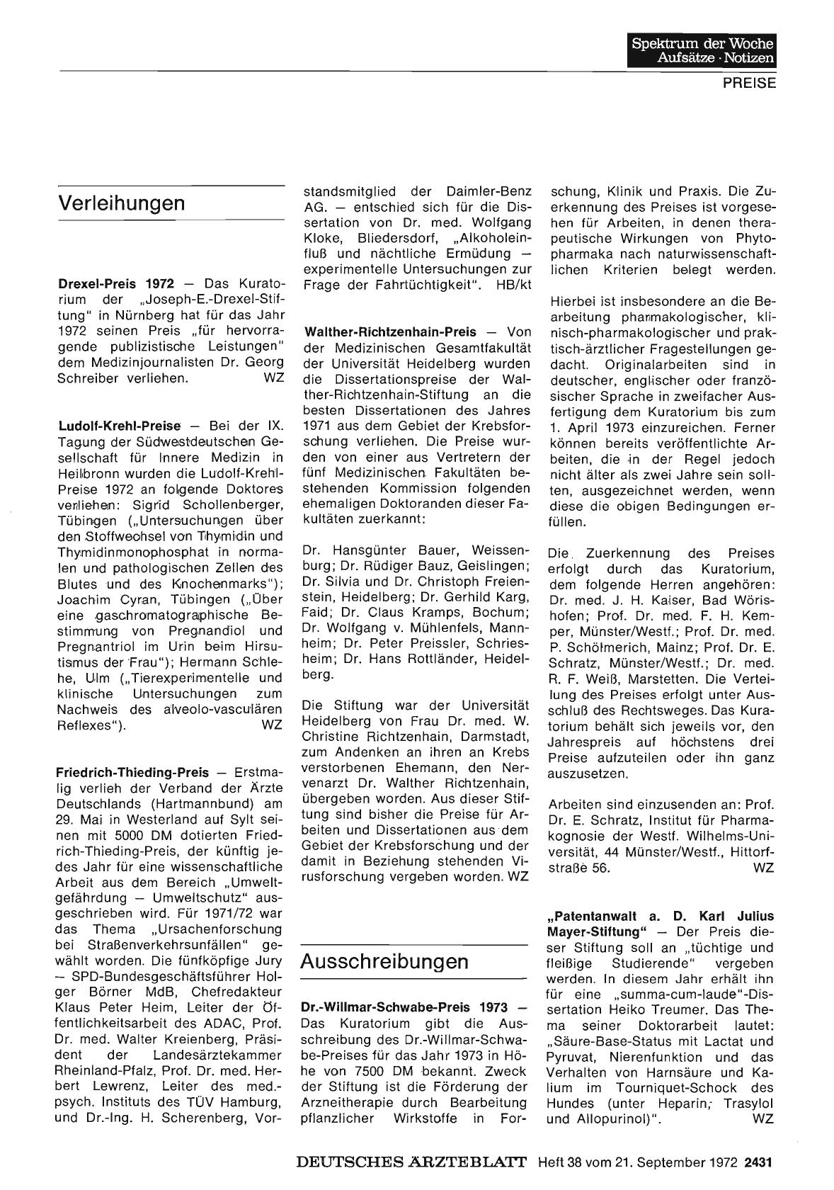 Vorschauseite 1: Verleihungen