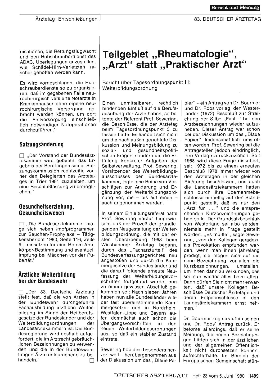 Vorschauseite 1: Teilgebiet „Rheumatologie“, „Arzt“ statt „Praktischer Arzt“