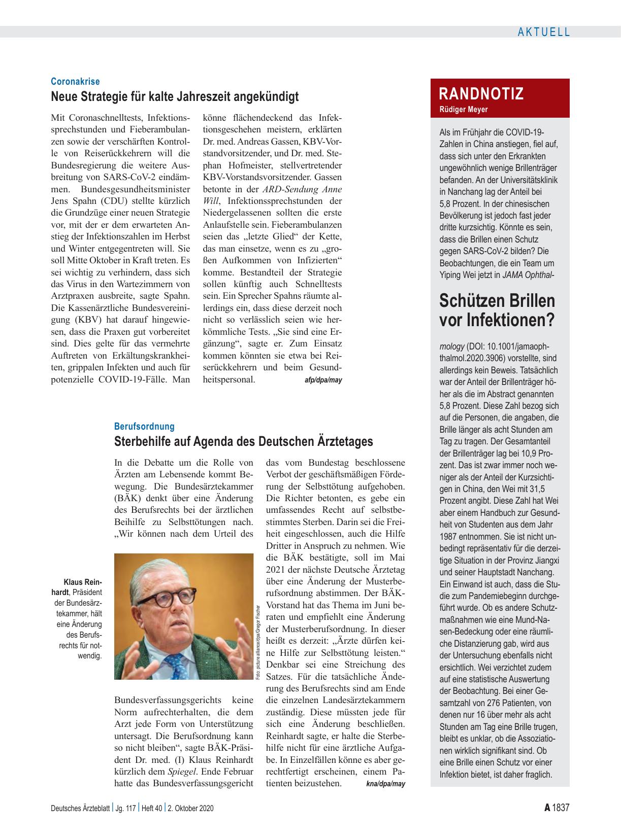 Vorschauseite 1: Coronakrise: Neue Strategie für kalte Jahreszeit angekündigt