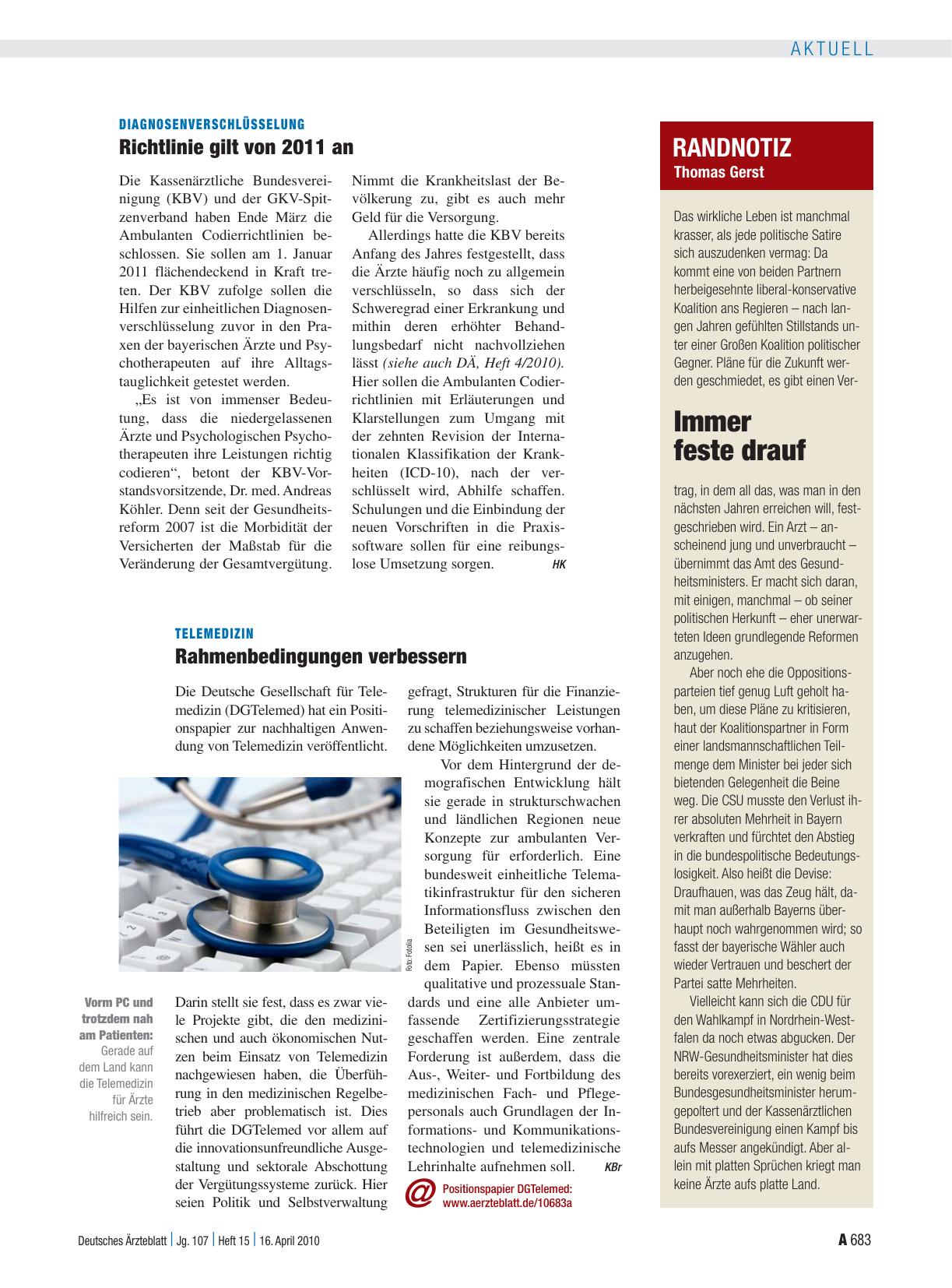 Vorschauseite 1: Telemedizin: Rahmenbedingungen verbessern