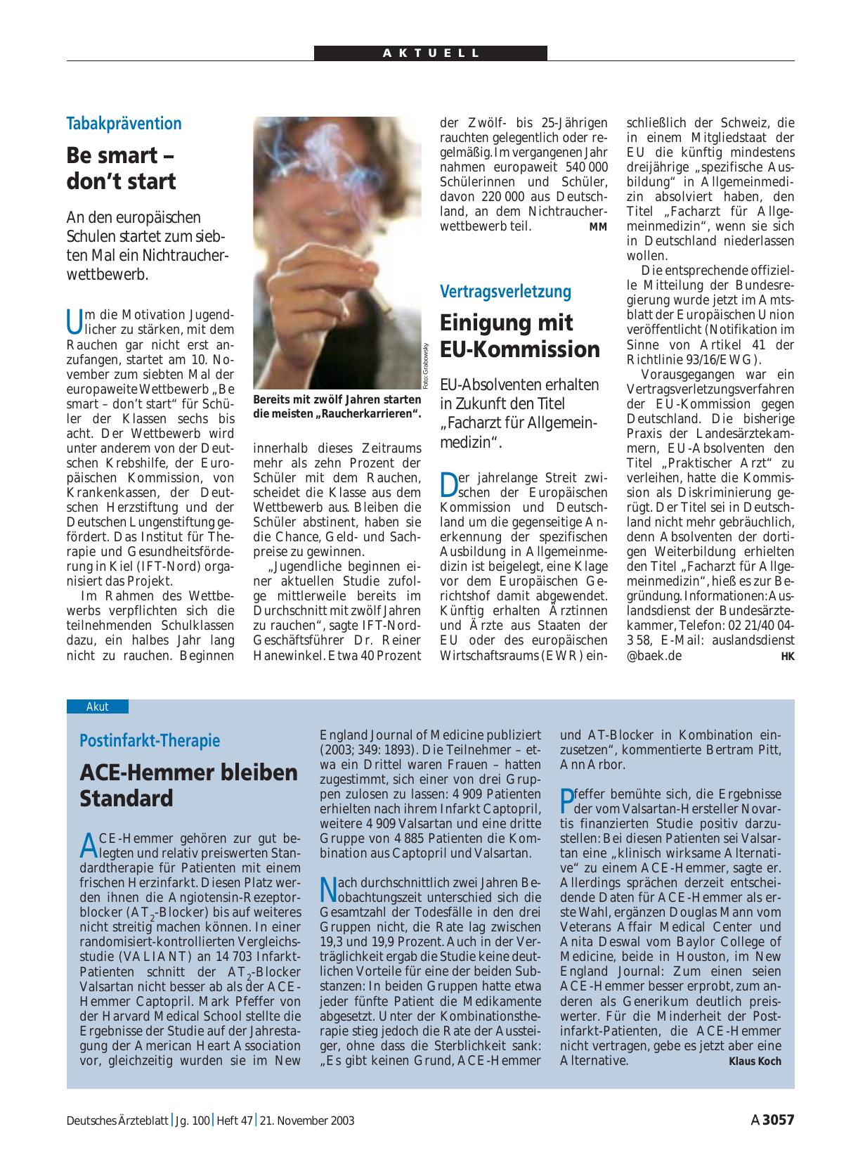 Vorschauseite 1: Postinfarkt-Therapie: ACE-Hemmer bleiben Standard