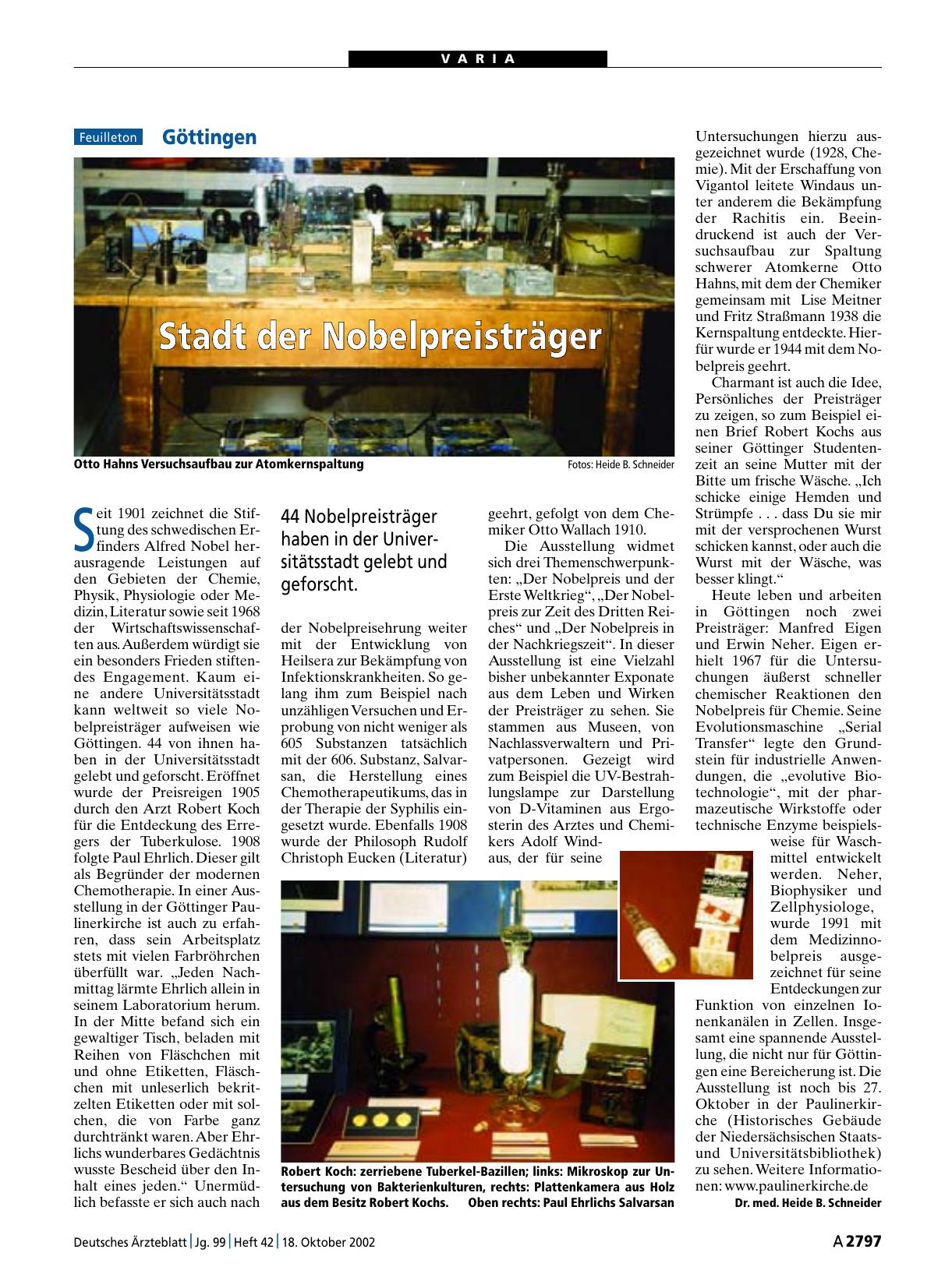 Vorschauseite 1: Göttingen: Stadt der Nobelpreisträger