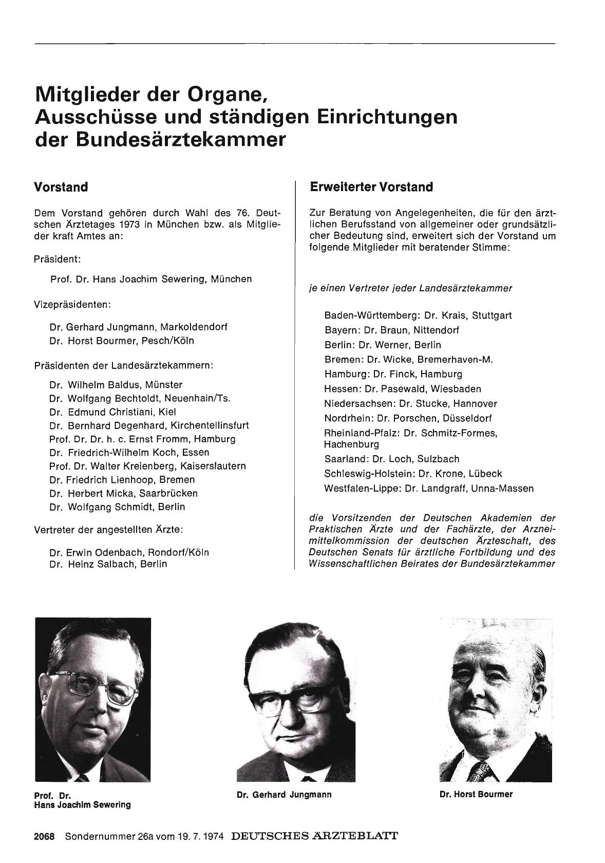 Vorschauseite 1: Mitglieder der Organe, Ausschüsse und ständigen Einrichtungen der Bundesärztekammer