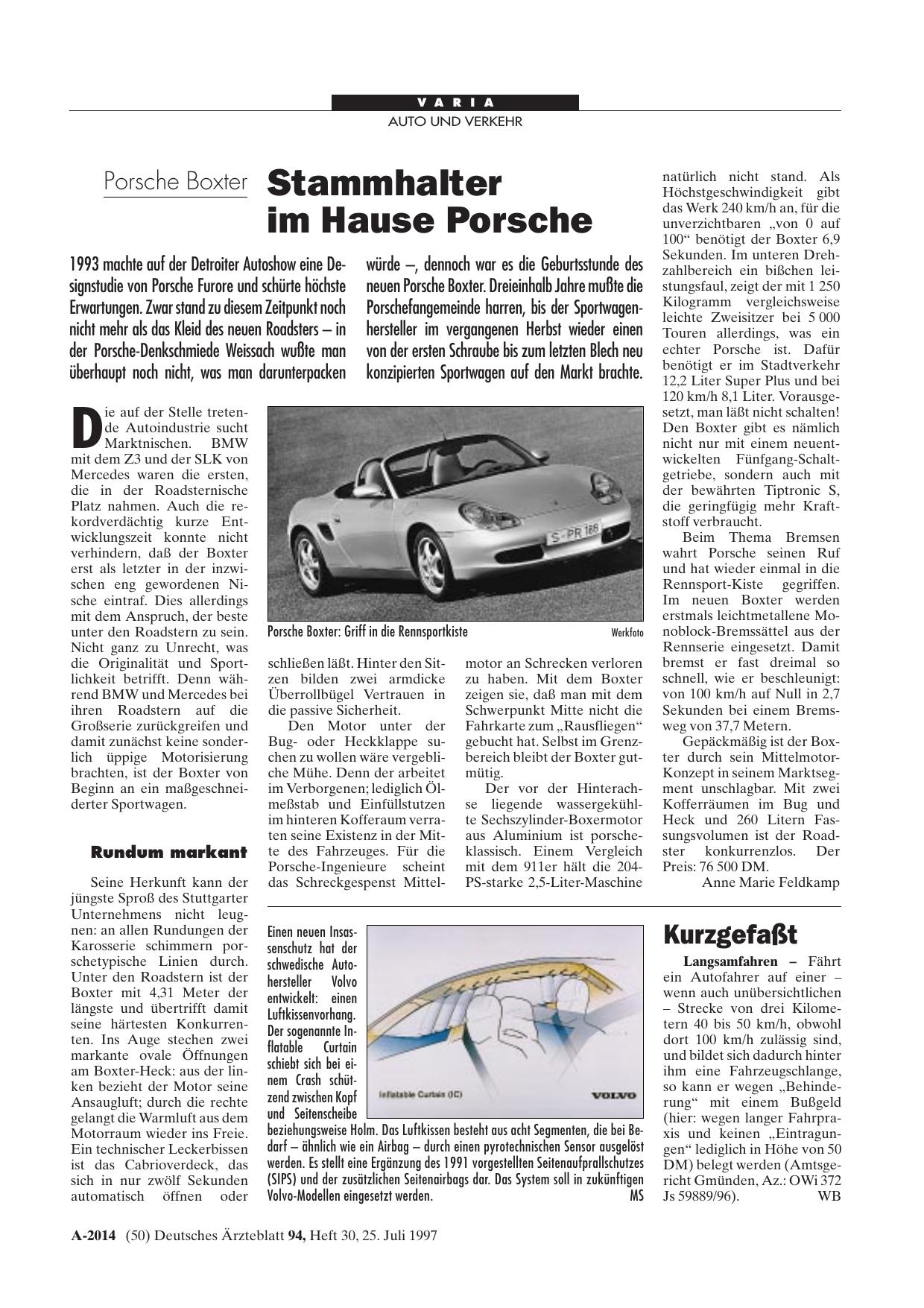 Vorschauseite 1: Porsche Boxter: Stammhalter im Hause Porsche