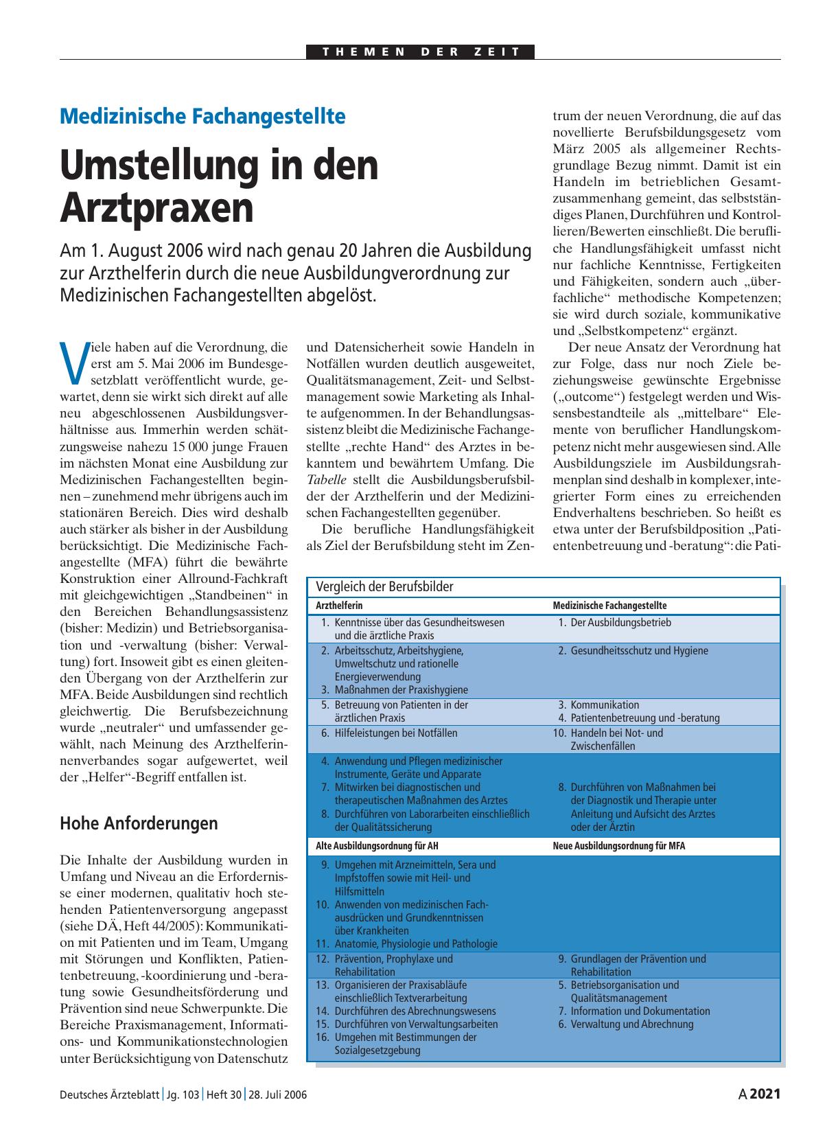 Vorschauseite 1: Medizinische Fachangestellte: Umstellung in den Arztpraxen