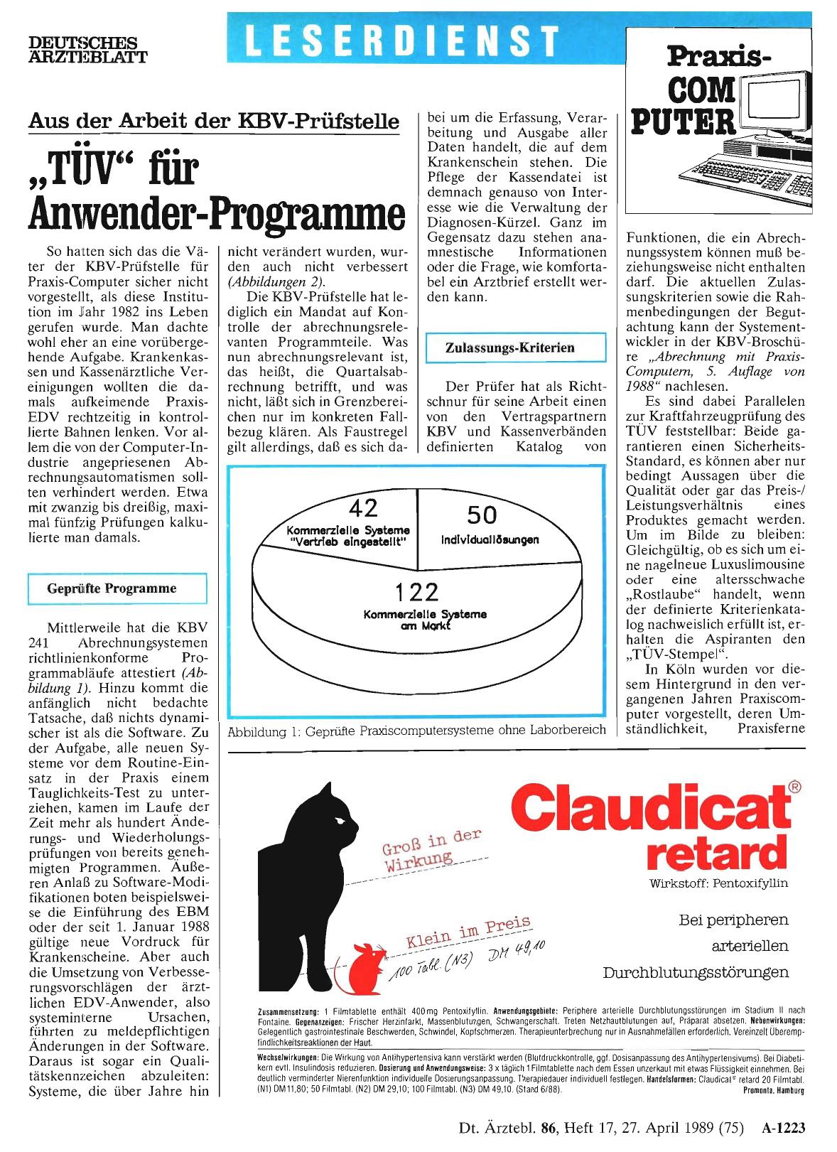 Vorschauseite 1: Aus der Arbeit der KBV-Prüfstelle: „TÜV“ für Anwender-Programme