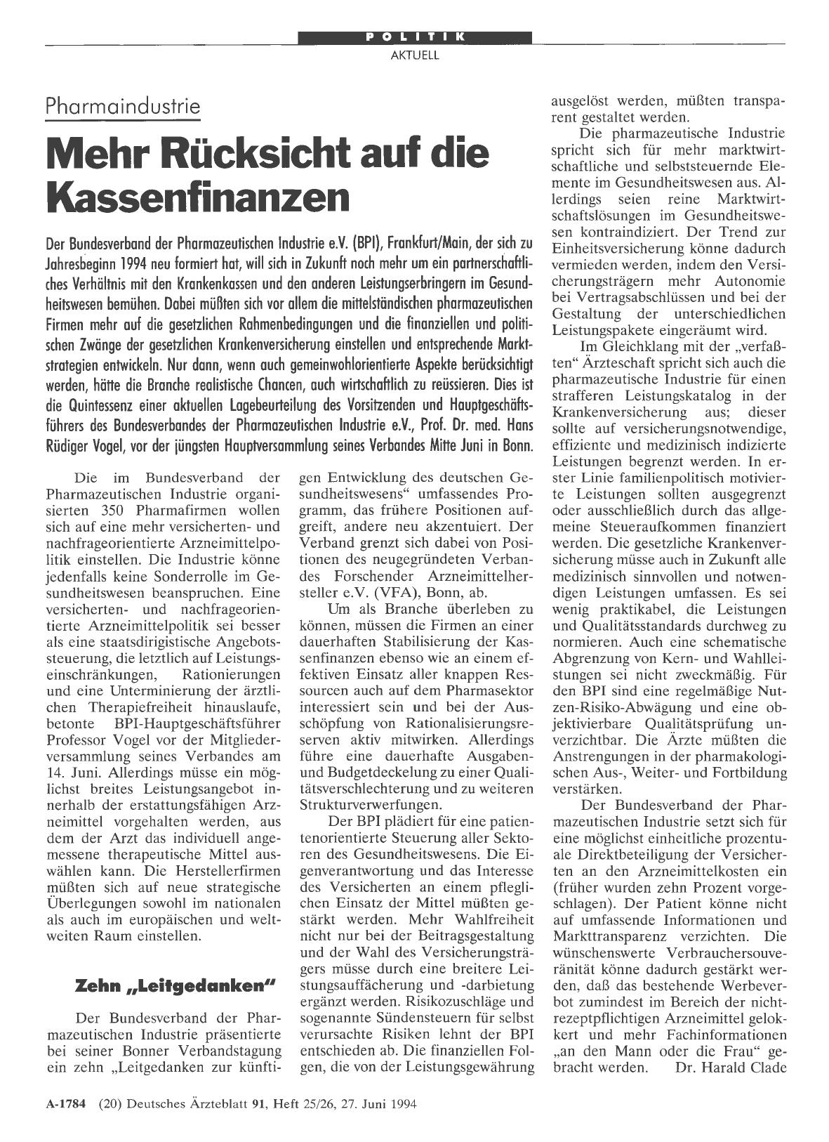 Vorschauseite 1: Pharmaindustrie Mehr Rücksicht auf die Kassenfinanzen