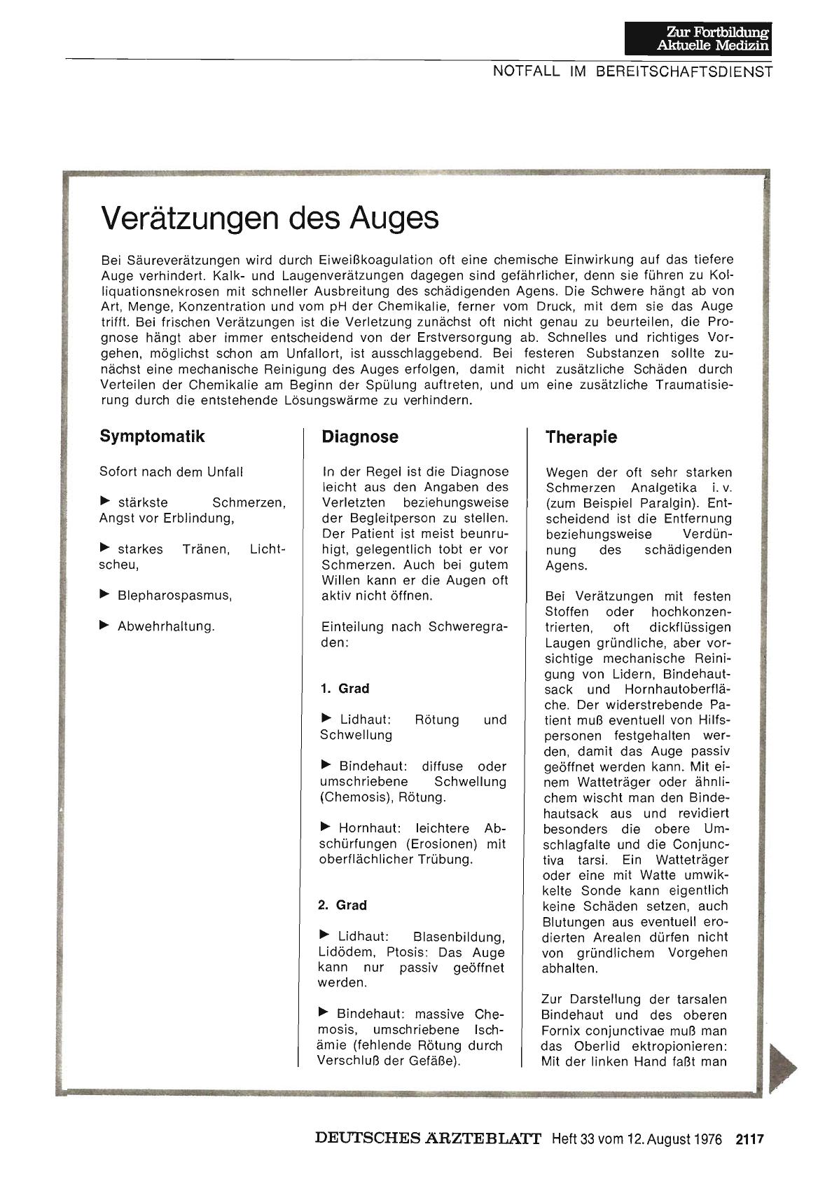 Vorschauseite 1: Verätzungen des Auges
