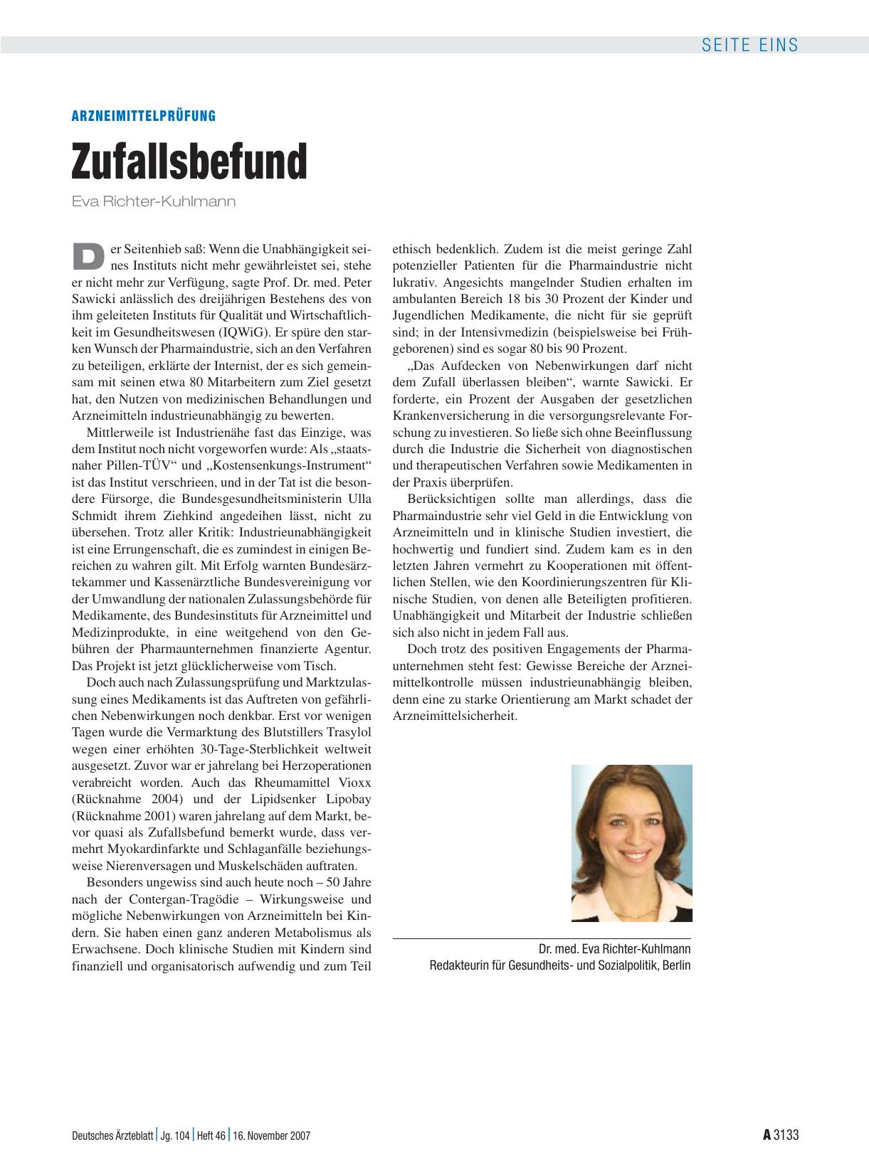 Vorschauseite 1: Arzneimittelprüfung: Zufallsbefund