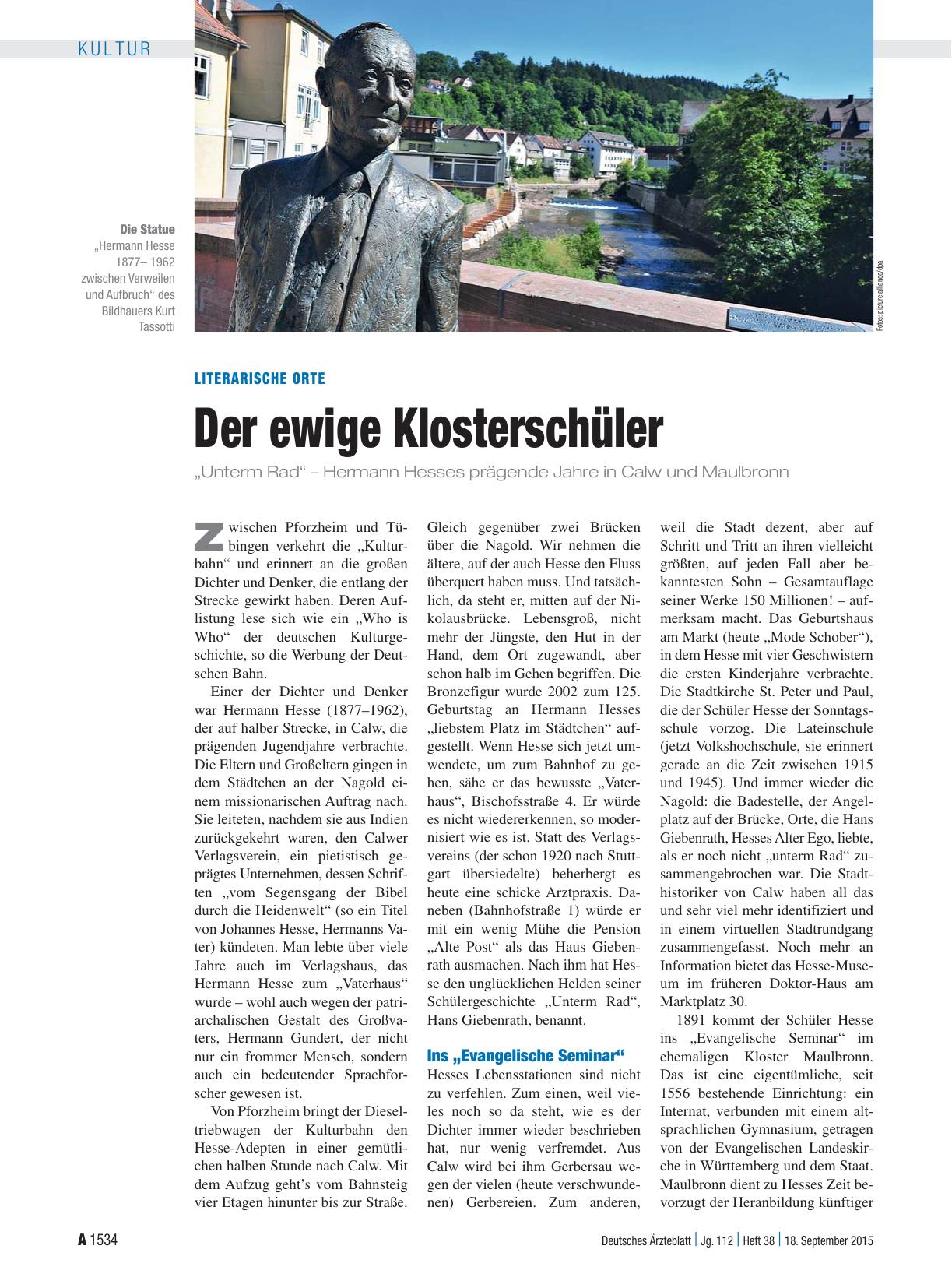 Vorschauseite 1: Literarische Orte: Der ewige Klosterschüler