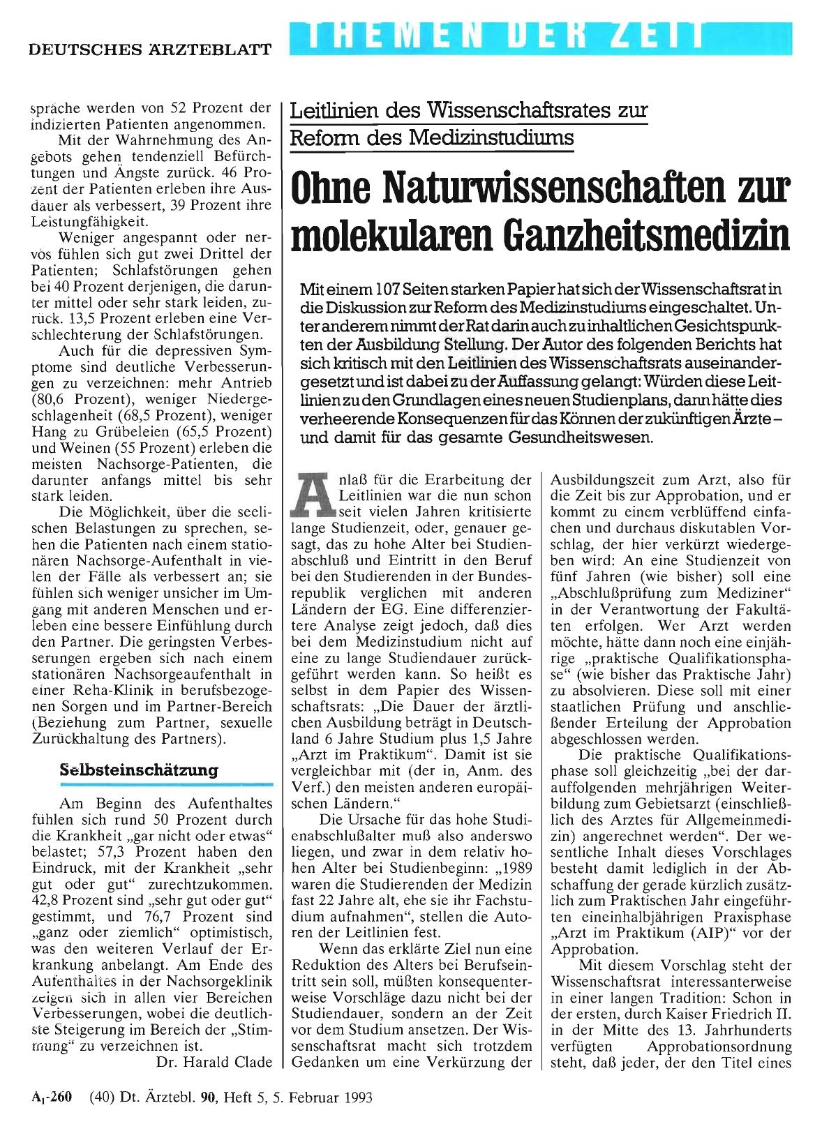Vorschauseite 1: Leitlinien des Wissenschaftsrates zur Reform des Medizinstudiums: Ohne Naturwissenschaften zur molekularen Ganzheitsmedizin