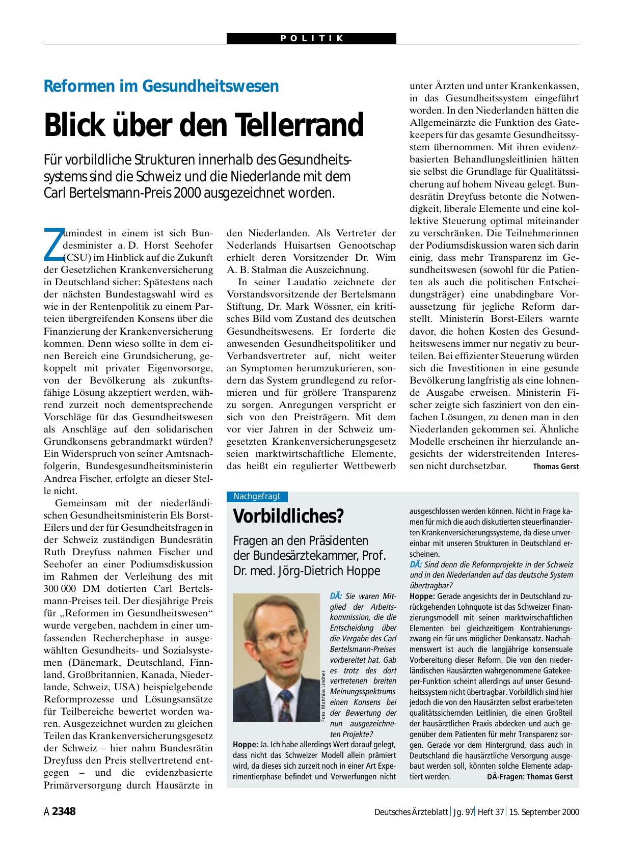 Vorschauseite 1: Reformen im Gesundheitswesen: Blick über den Tellerrand
