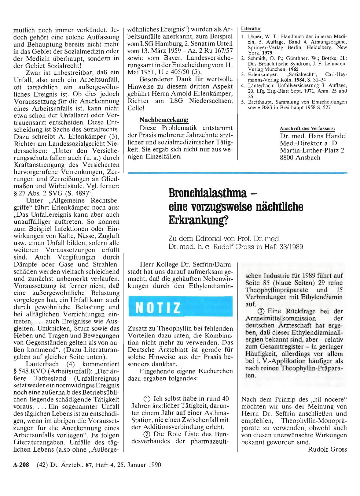 Vorschauseite 1: Bronchialasthma — eine vorzugsweise nächtliche Erkrankung?