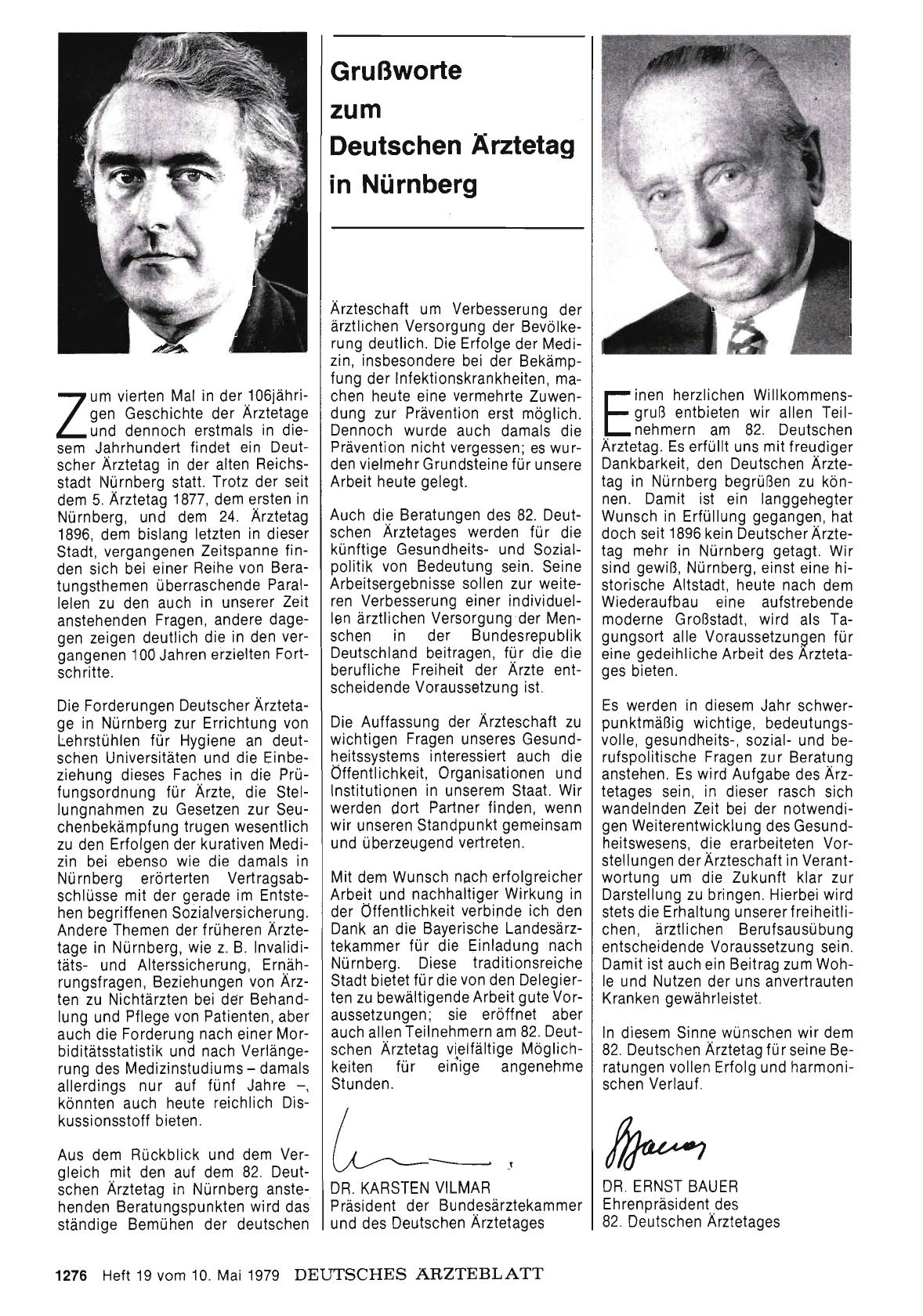 Vorschauseite 1: Grußworte zum Deutschen Ärztetag in Nürnberg