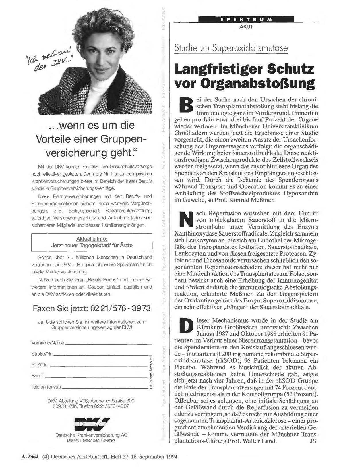 Vorschauseite 1: Studie zu Superoxiddismutase: Langfristiger Schutz vor Organabstoßung