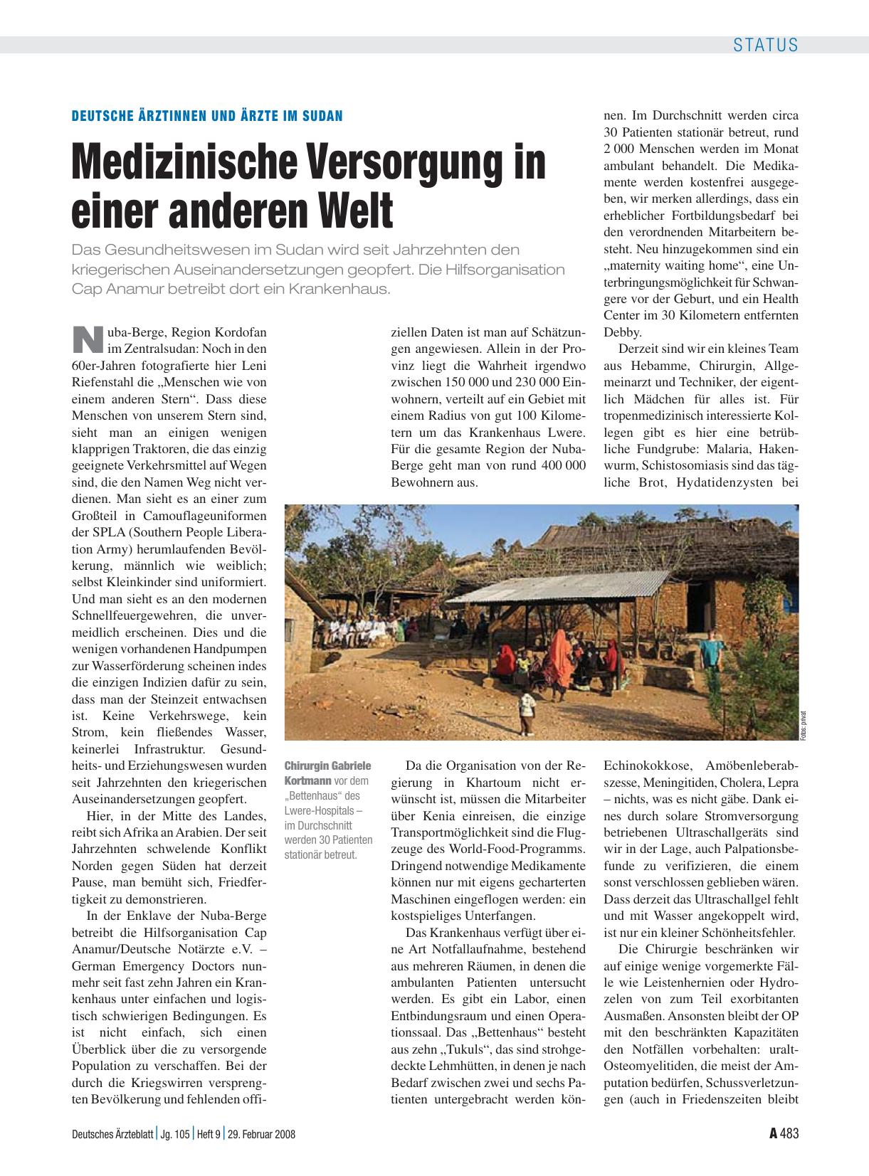 Vorschauseite 1: Deutsche Ärztinnen und Ärzte im Sudan: Medizinische Versorgung in einer anderen Welt