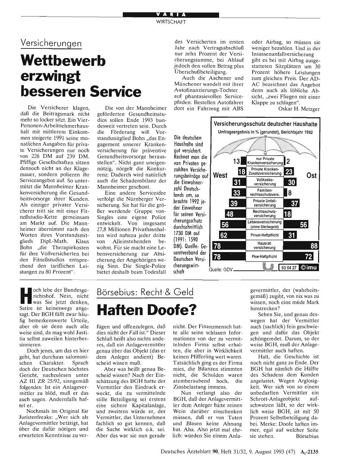 Vorschauseite 1: Versicherungen: Wettbewerb erzwingt besseren Service