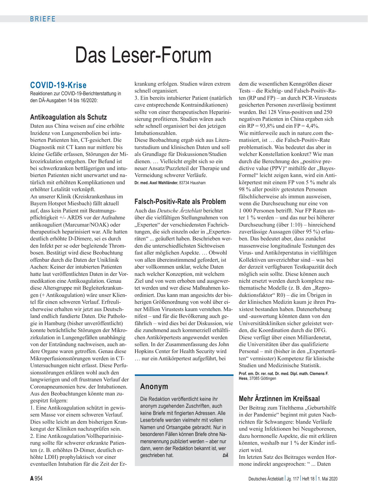 Vorschauseite 1: COVID-19-Krise: Falsch-Positiv-Rate als Problem
