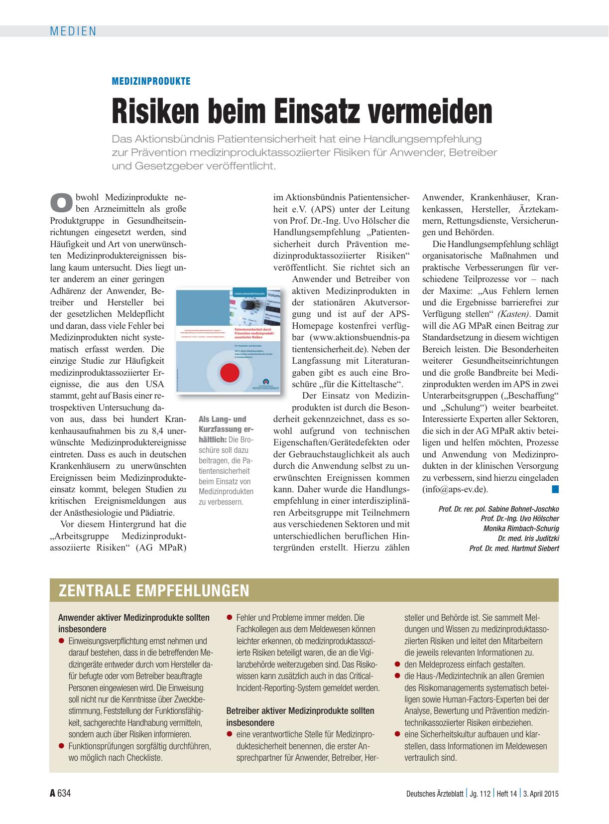 Vorschauseite 1: Medizinprodukte: Risiken beim Einsatz vermeiden