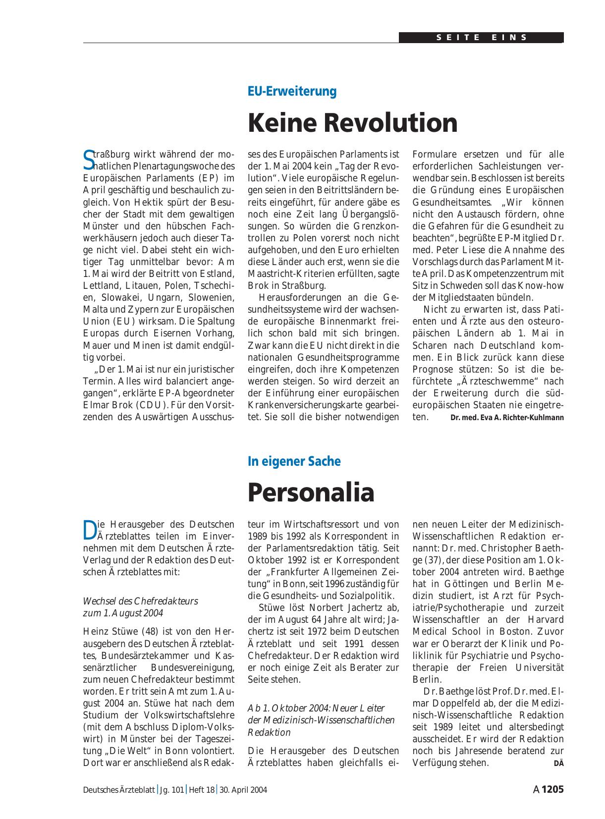 Vorschauseite 1: In eigener Sache: Personalia