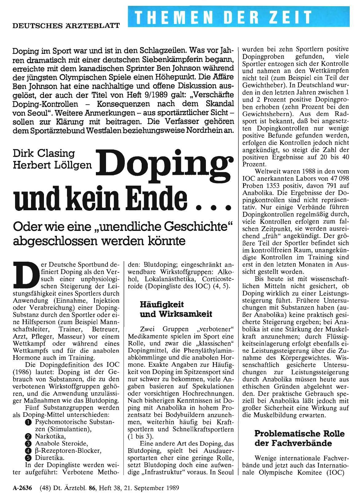 Vorschauseite 1: Doping und kein Ende