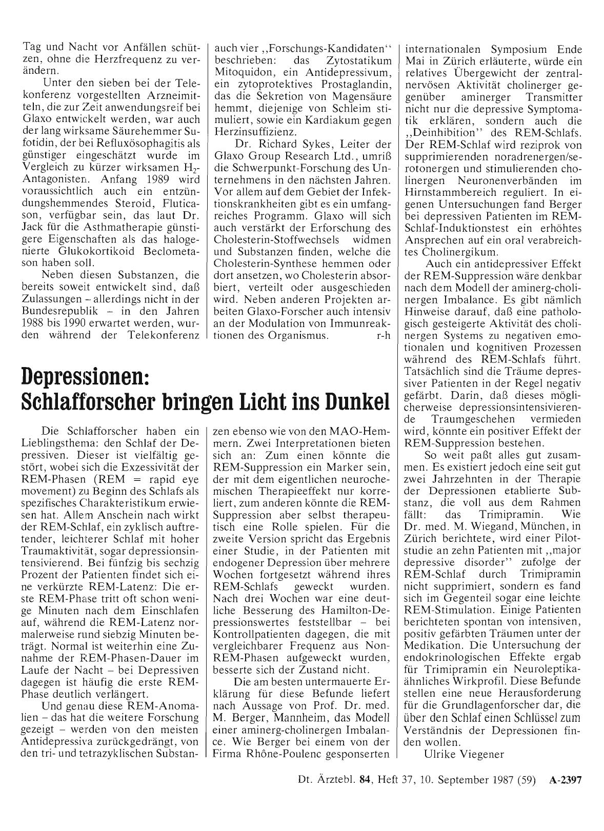 Vorschauseite 1: Depressionen: Schlafforscher bringen Licht ins Dunkel