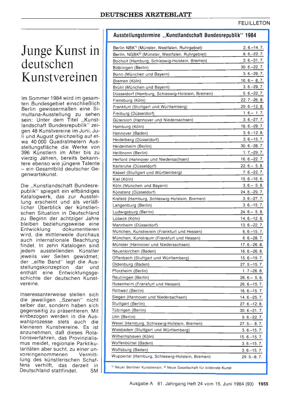 Vorschauseite 1: Junge Kunst in deutschen Kunstvereinen
