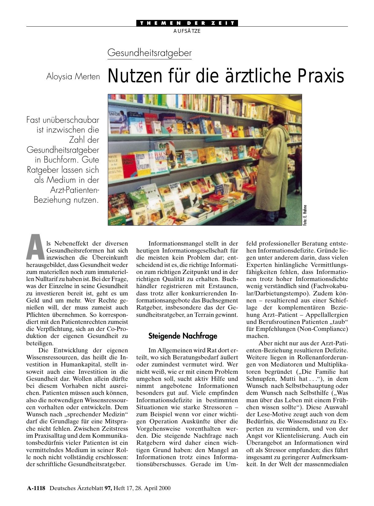 Vorschauseite 1: Gesundheitsratgeber: Nutzen für die ärztliche Praxis
