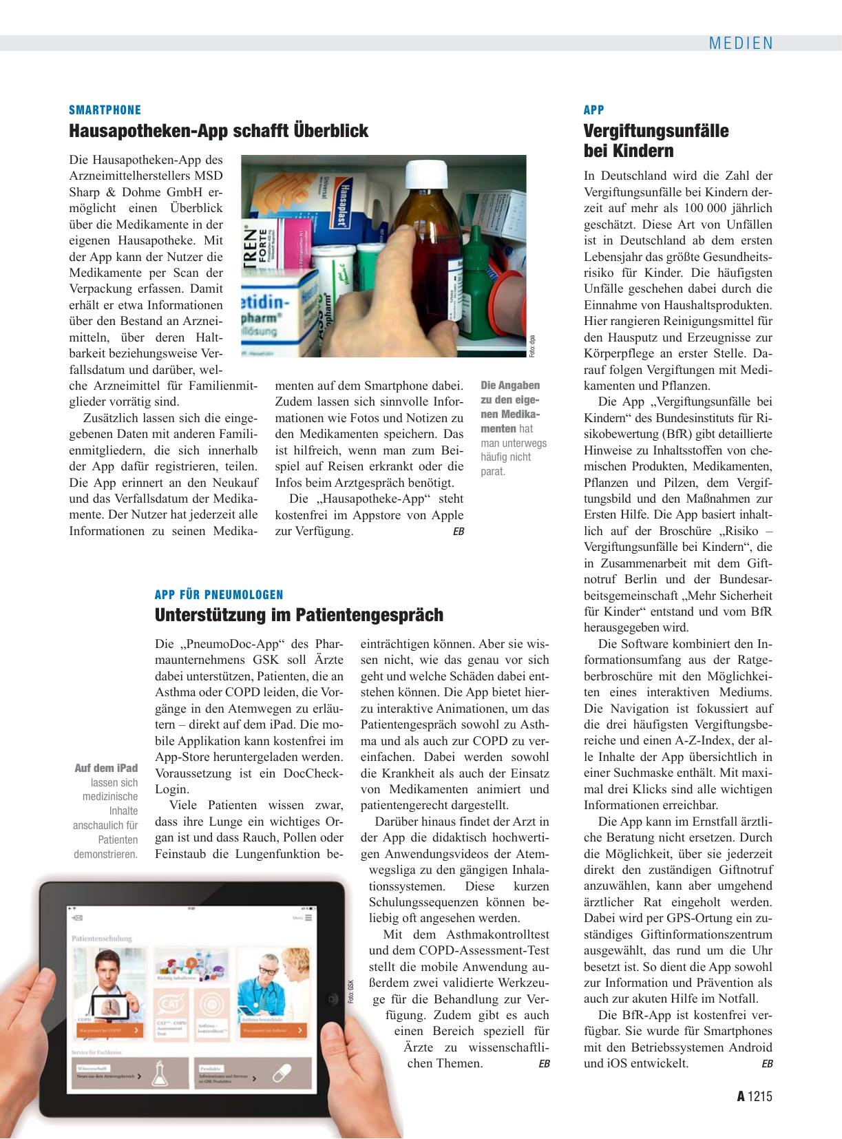 Vorschauseite 1: Smartphone: Hausapotheken-App schafft Überblick