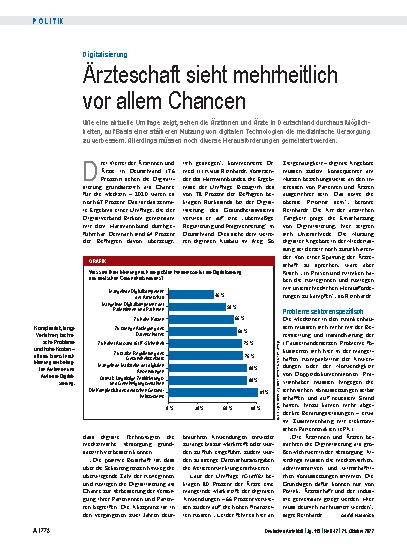 Vorschauseite 1: Digitalisierung: Ärzteschaft sieht mehrheitlich vor allem Chancen