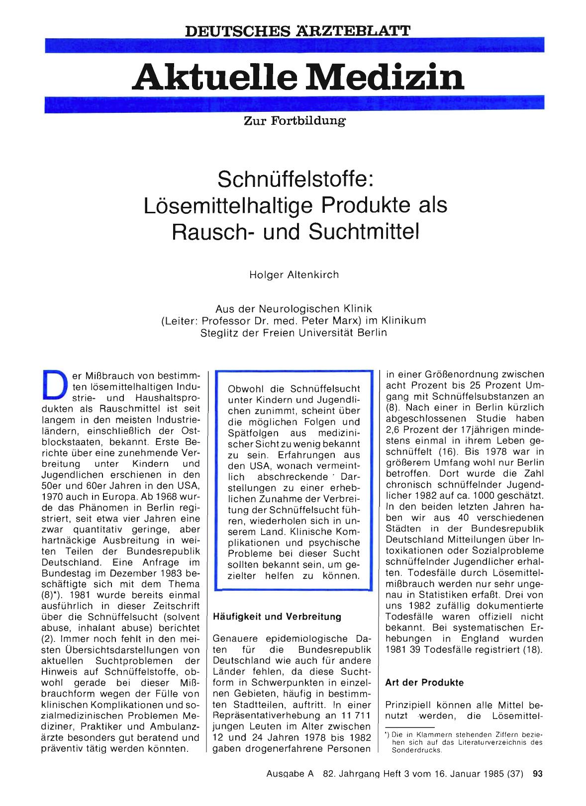 Vorschauseite 1: Schnüffelstoffe: Lösemittelhaltige Produkte als Rauschund Suchtmittel