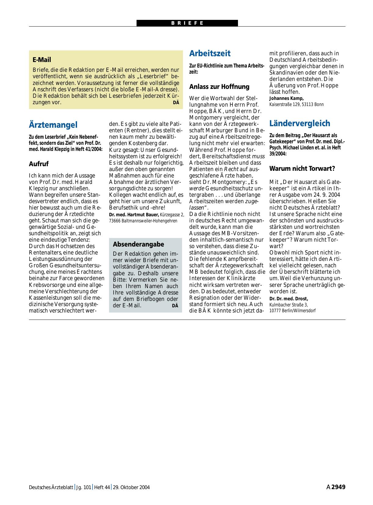 Vorschauseite 1: Ärztemangel: Aufruf