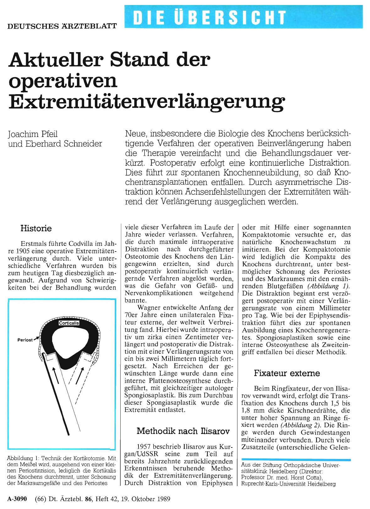 Vorschauseite 1: Aktueller Stand der operativen Extremitätenverlängerung