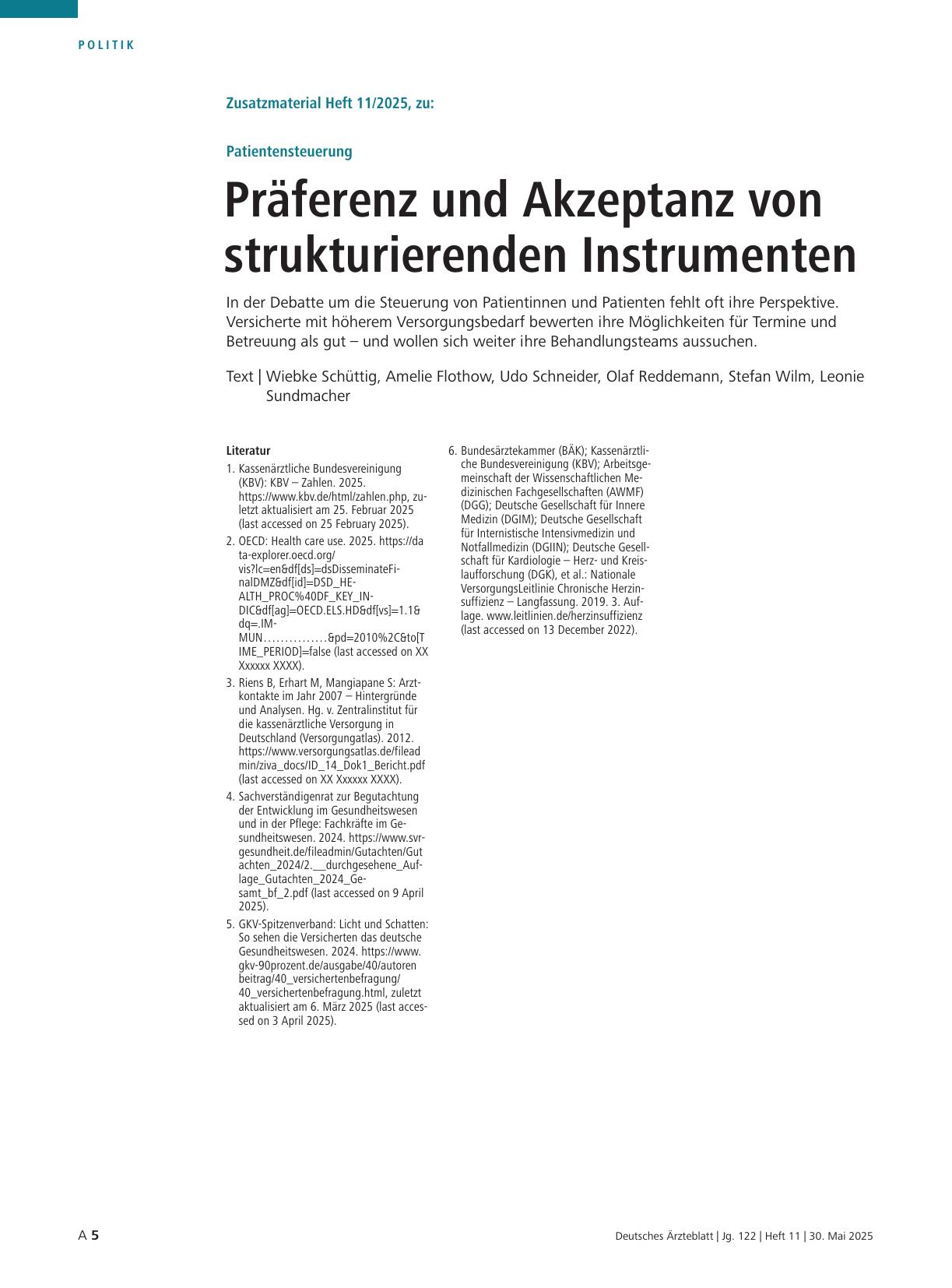 Vorschauseite 5: Patientensteuerung: Präferenz und Akzeptanz von strukturierenden Instrumenten