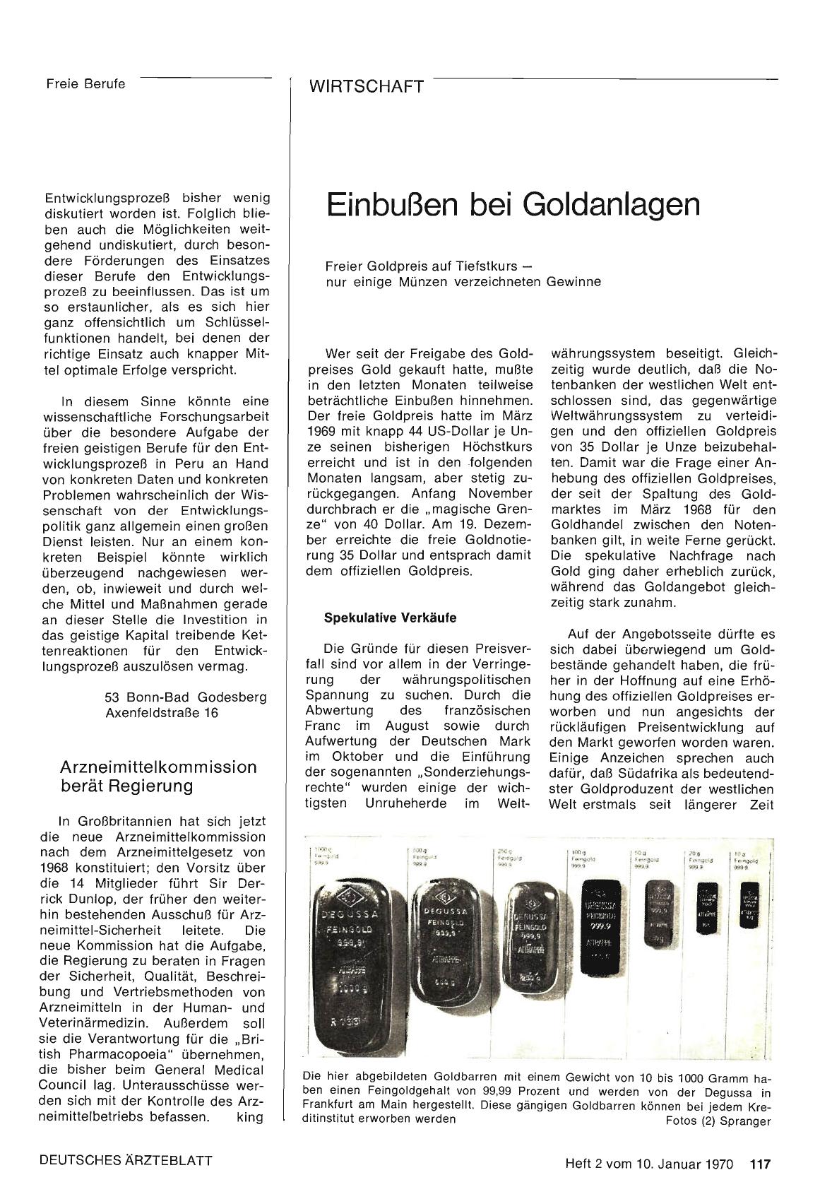 Vorschauseite 1: Einbußen bei Goldanlagen