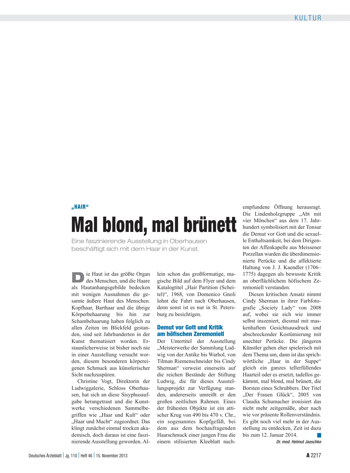 Vorschauseite 1: „Hair“: Mal blond, mal brünett