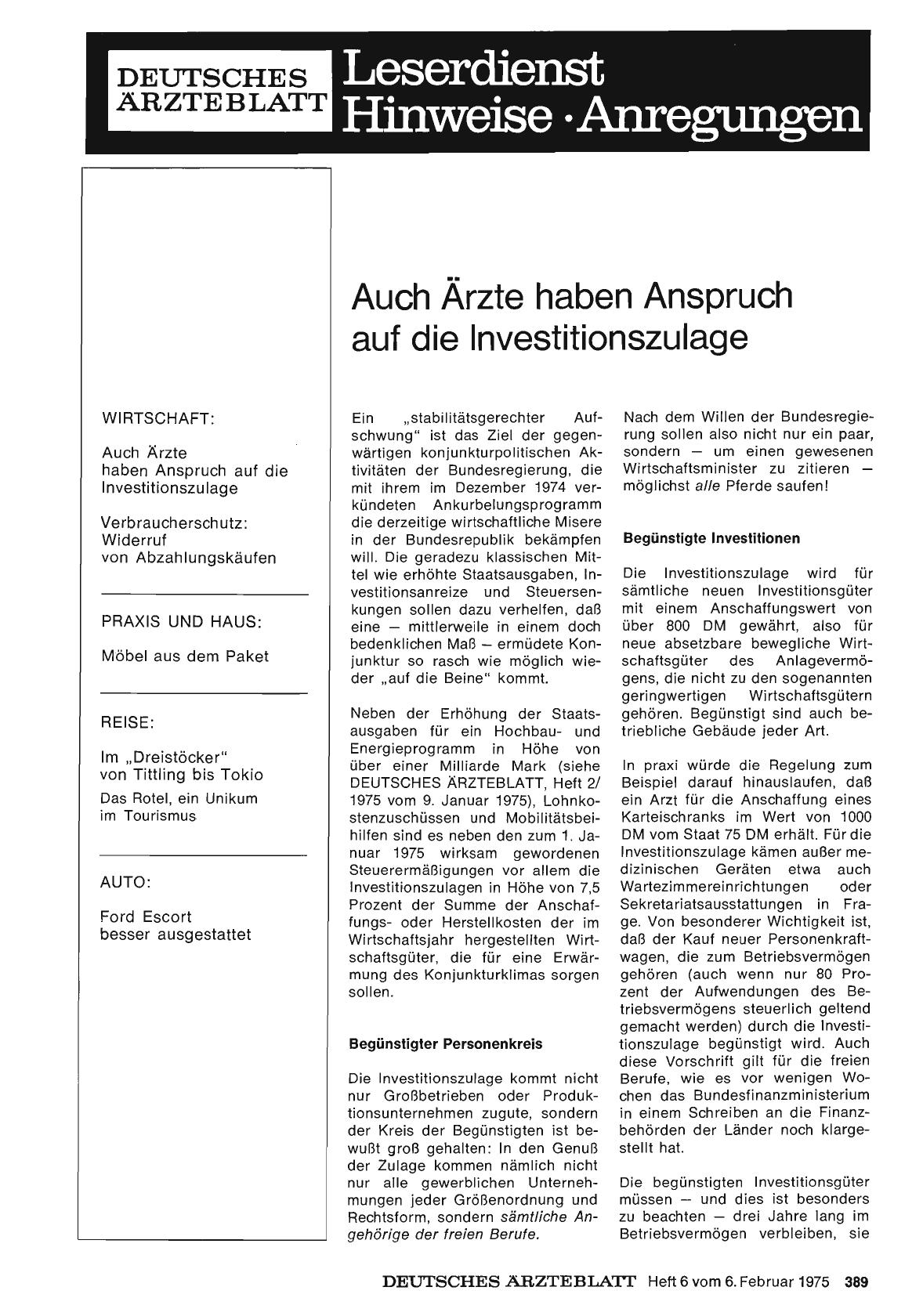 Vorschauseite 1: Auch Ärzte haben Anspruch auf die Investitionszulage