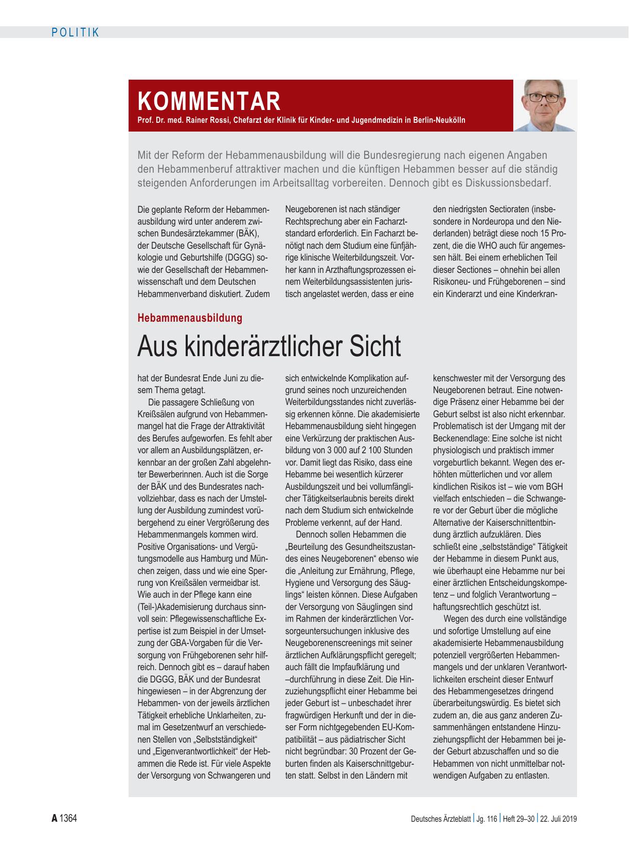 Vorschauseite 1: Hebammenausbildung: Aus kinderärztlicher Sicht