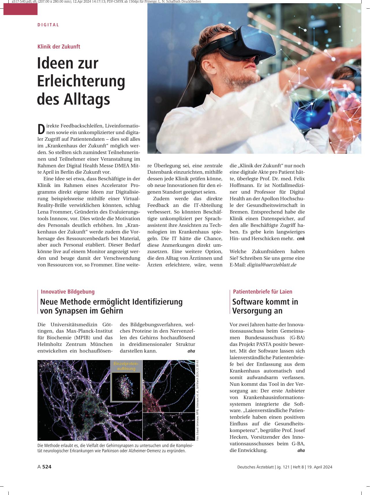 Vorschauseite 1: Patientenbriefe für Laien: Software kommt in Versorgung an