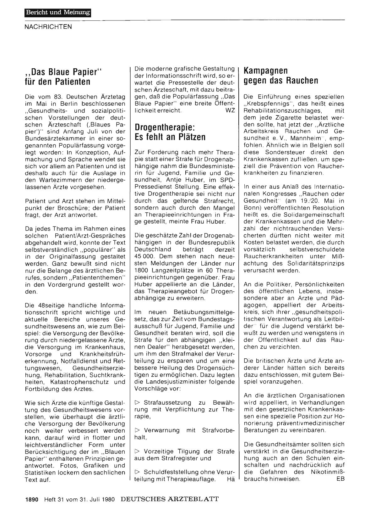 Vorschauseite 1: „Das Blaue Papier“ für den Patienten