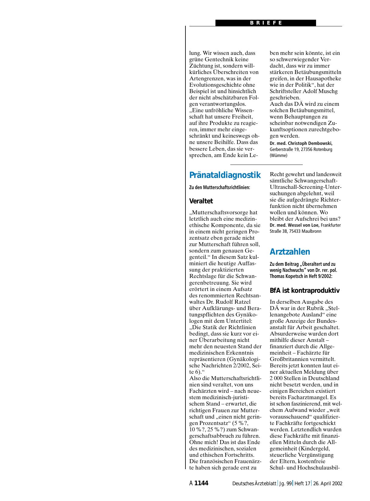 Vorschauseite 1: Pränataldiagnostik: Veraltet