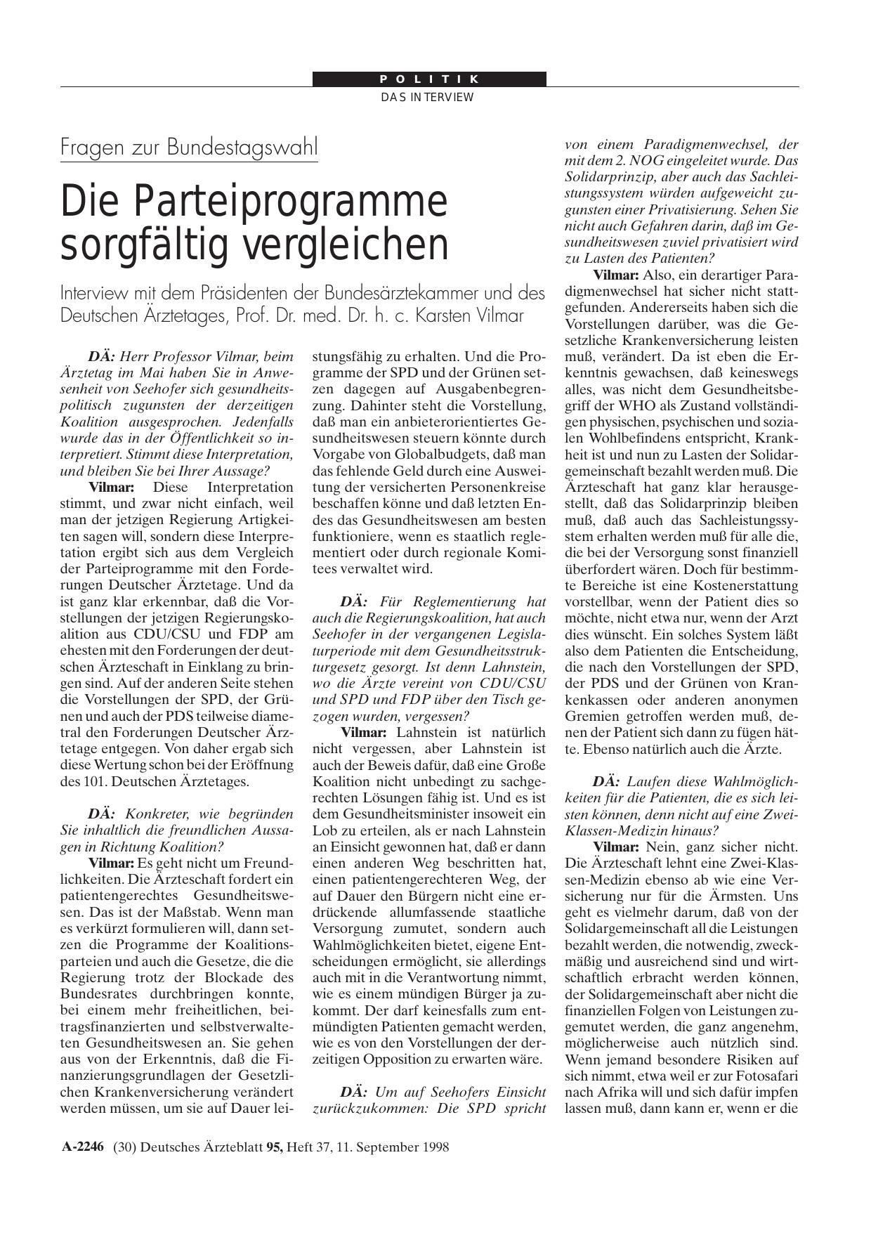 Vorschauseite 1: Fragen zur Bundestagswahl: Die Parteiprogramme sorgfältig vergleichen