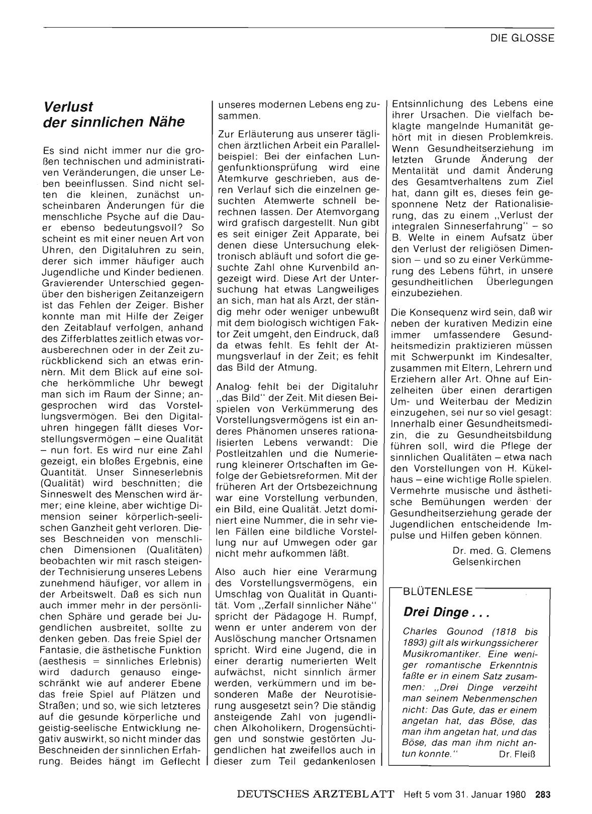 Vorschauseite 1: Verlust der sinnlichen Nähe