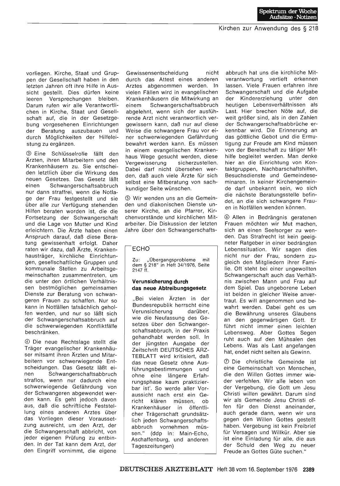 Vorschauseite 1: Verunsicherung durch das neue Abtreibungsgesetz