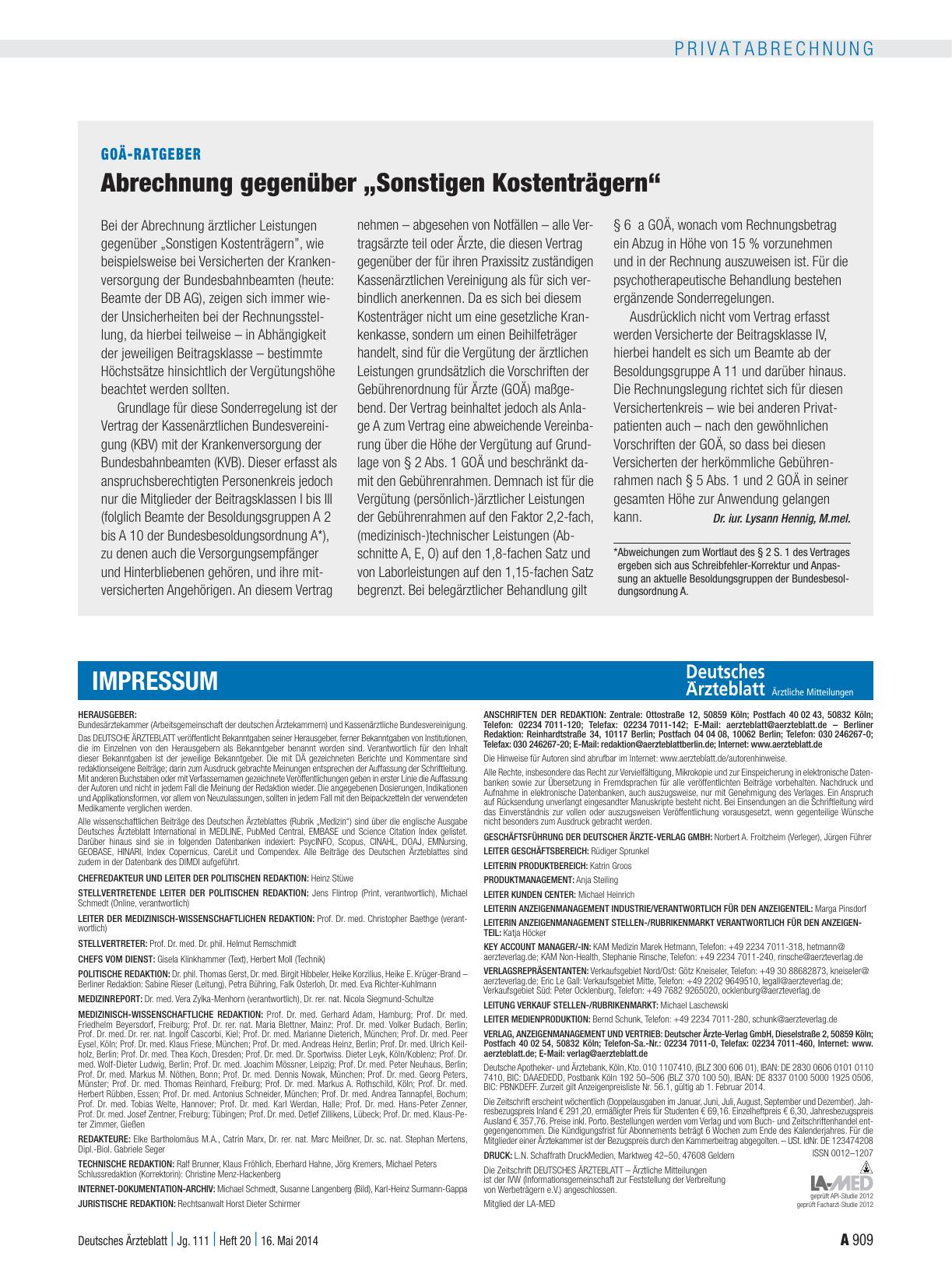 Vorschauseite 1: GOÄ-Ratgeber: Abrechnung gegenüber „Sonstigen Kostenträgern“